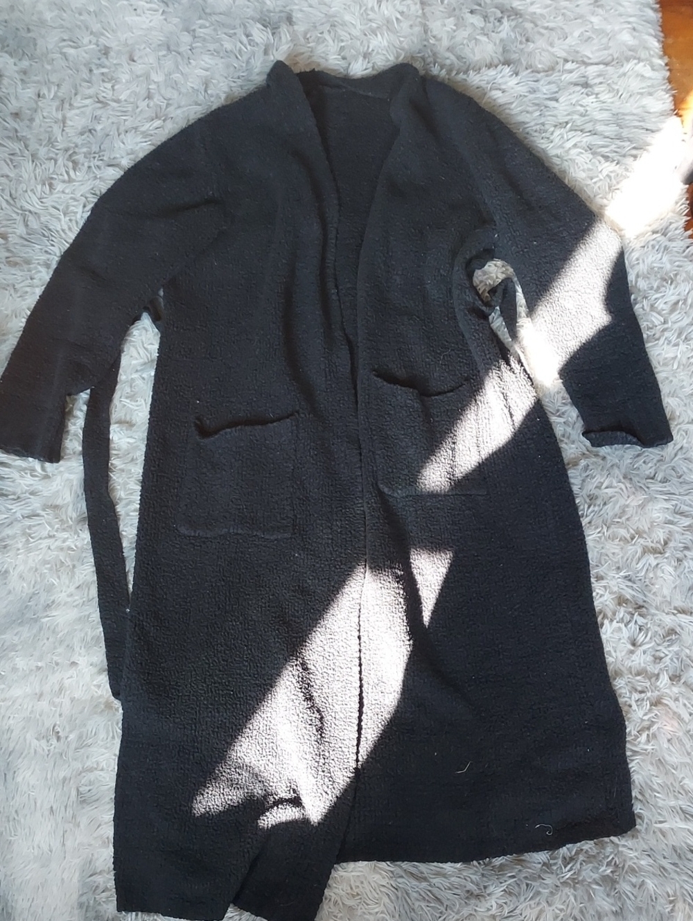 Skims Black Long Open-Front Women’s Sweater Robe
